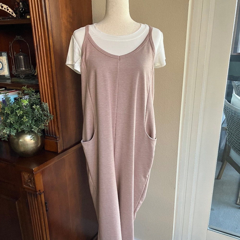 Sincerely Jules  YOGA Romper Beige with Off-White Tee  - Size Medium